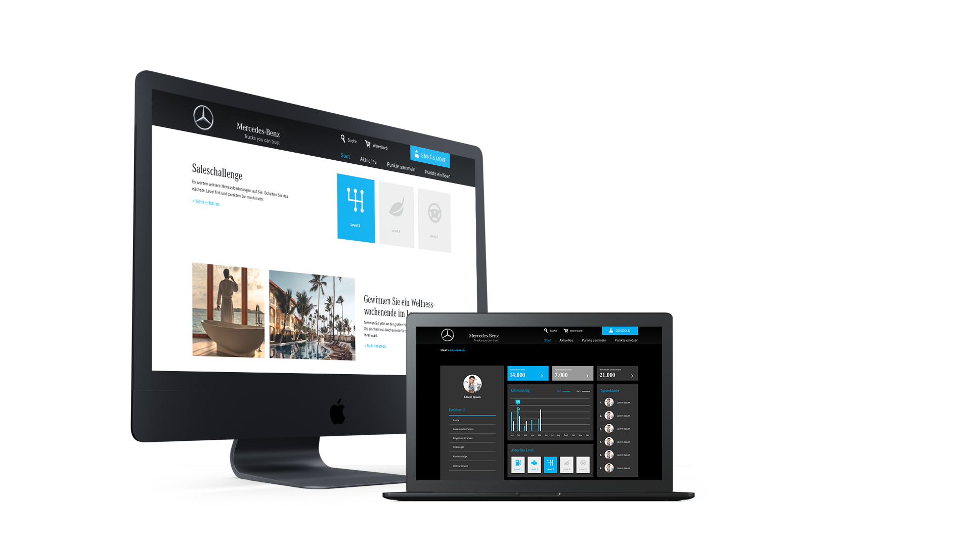 UX-Design Ansicht Loyality Programm Daimler Trucks von Goldmarie & Friends