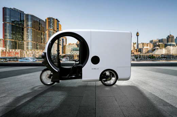 Ansicht eines elektrischen Cargo Bikes von Rytle für digitales Flottenmanagement