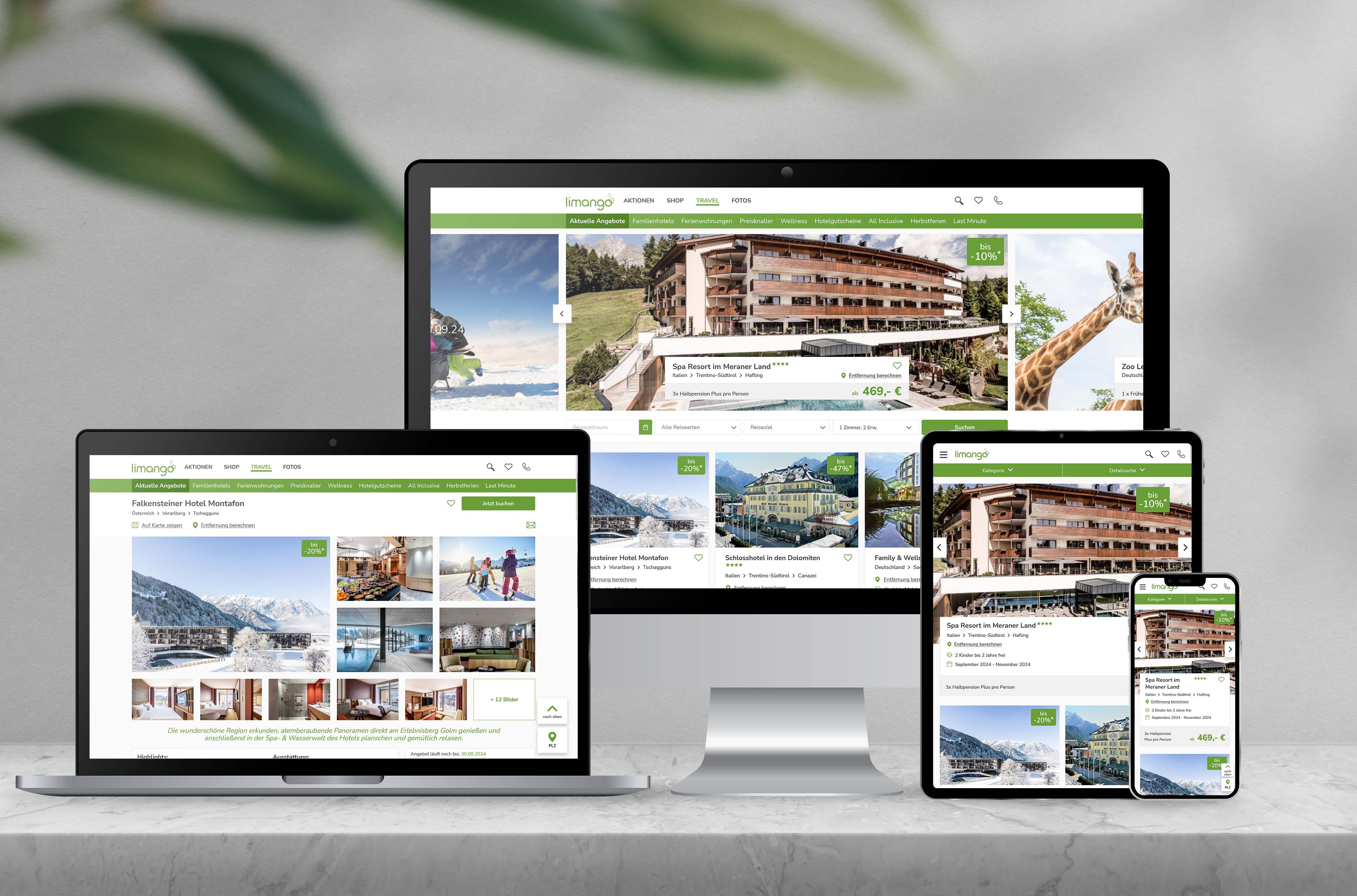 White Label Lösung für Travel Partner beispielhafte Darstellung von Limango