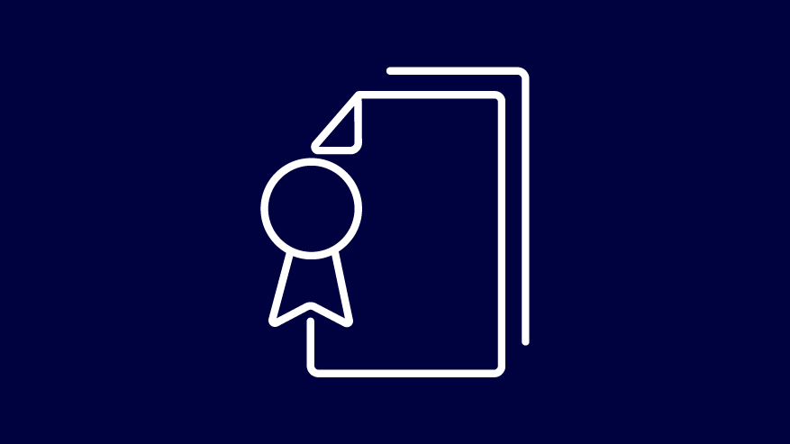 weißes Icon auf blau als Symbol für Dokument