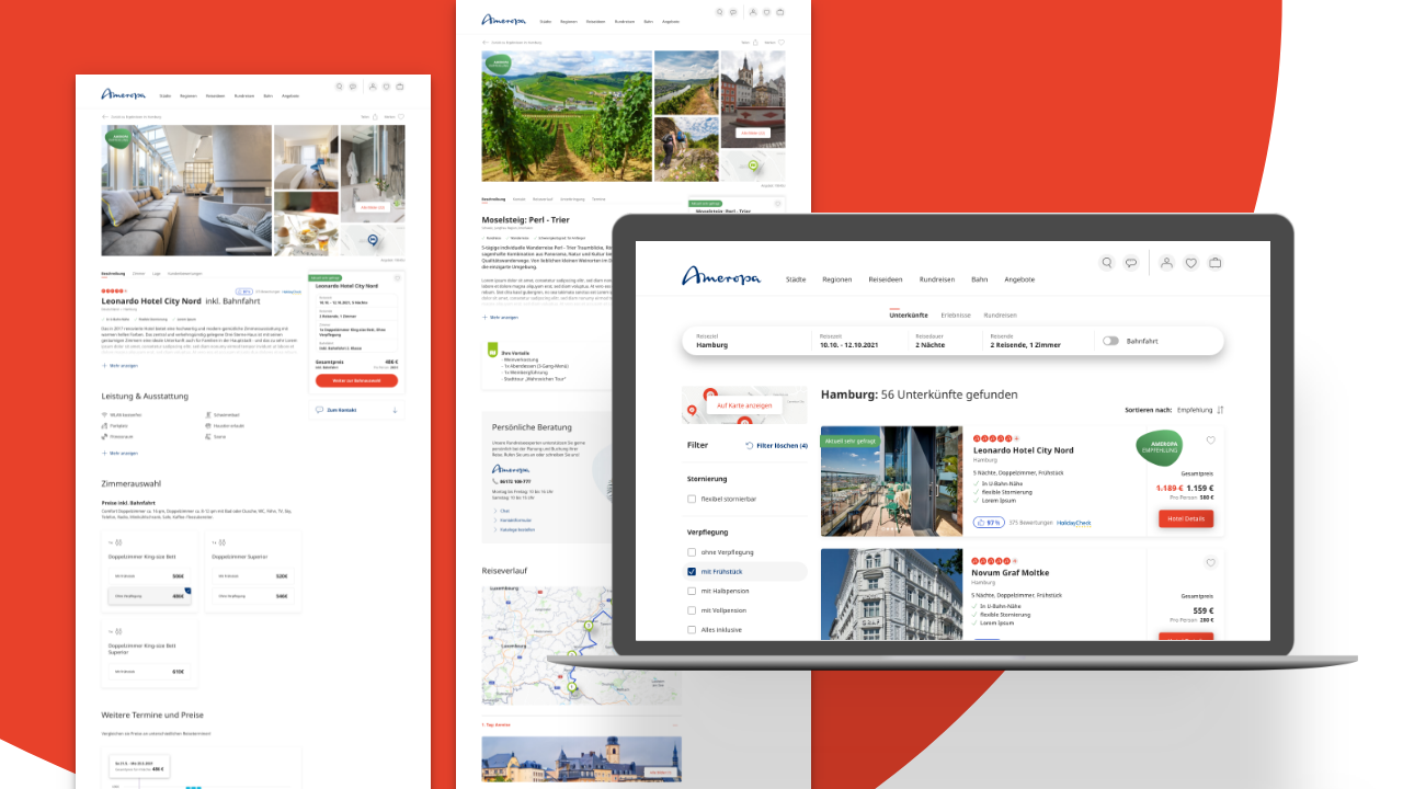 Verschiedene Displays mit Ameropa Website