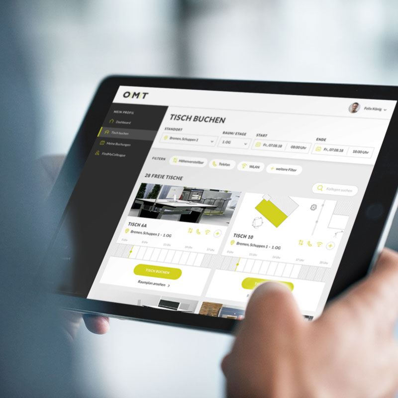 Tablet Display mit Buchungsportal DEESK