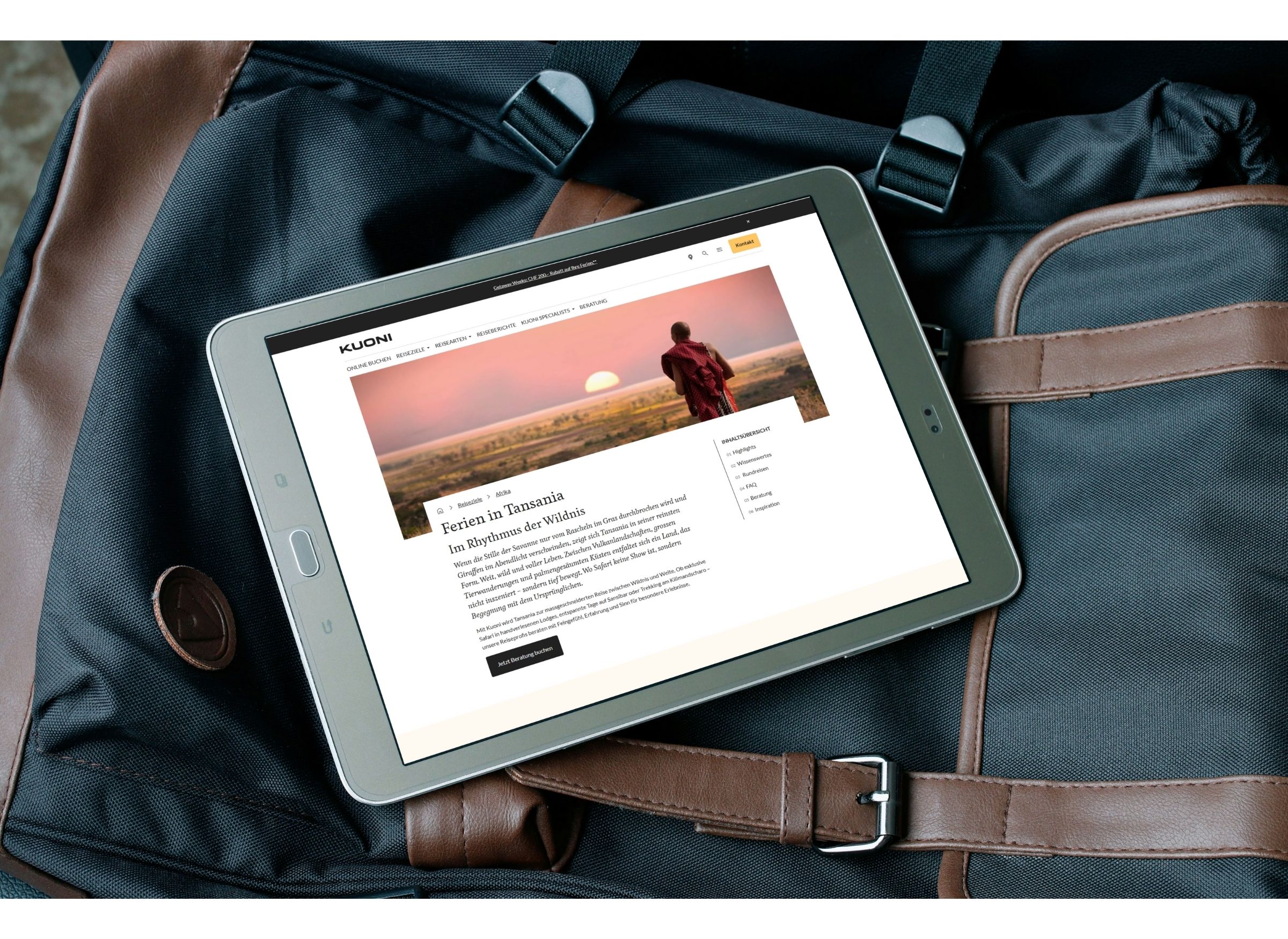 Kuoni Website Tansania Reise Destination buchen