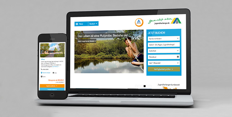 Webdesign auf Laptop und Smartphone von Deutsches Jugendherbergswerk