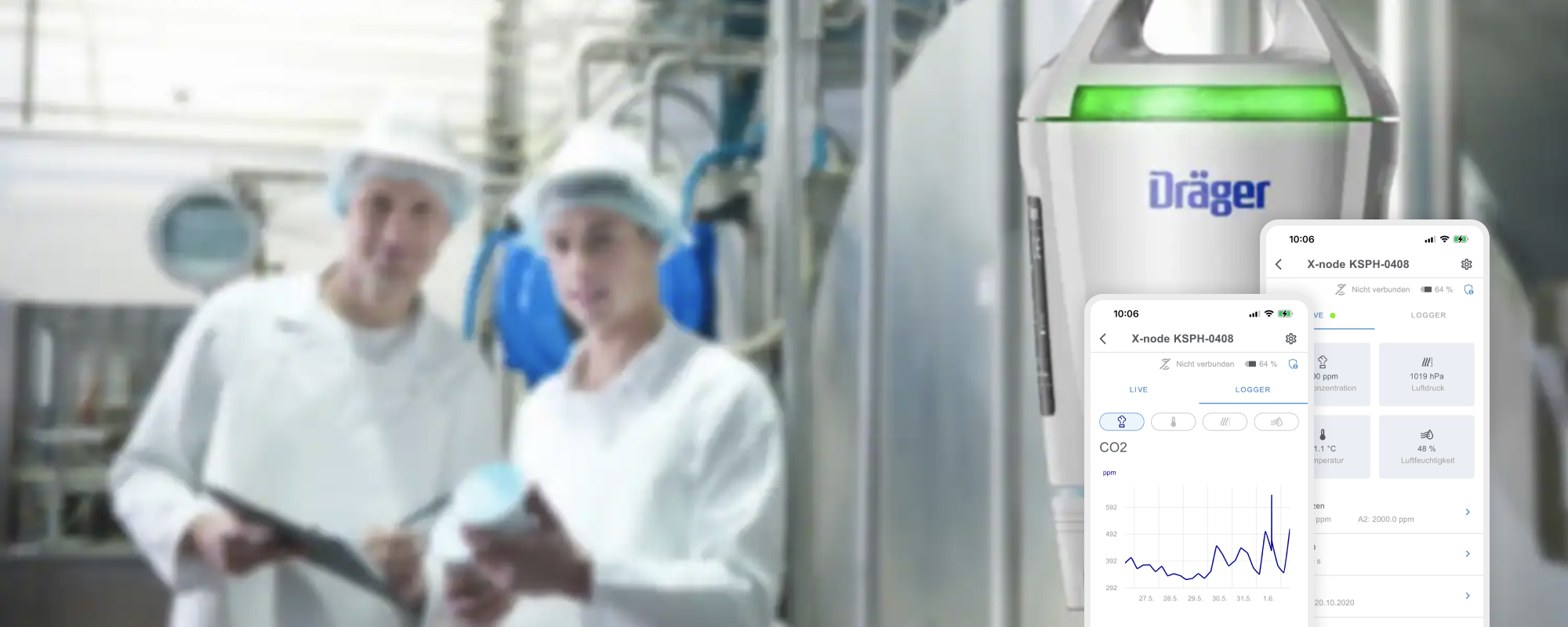 Handy Displays mit Statistiken für Dräger