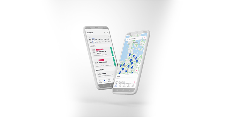 Zwei Handy Displays mit Hansefit Kursangebot