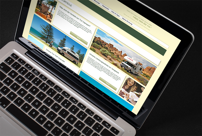 Beispielansicht Website TUI Camper auf Notebook