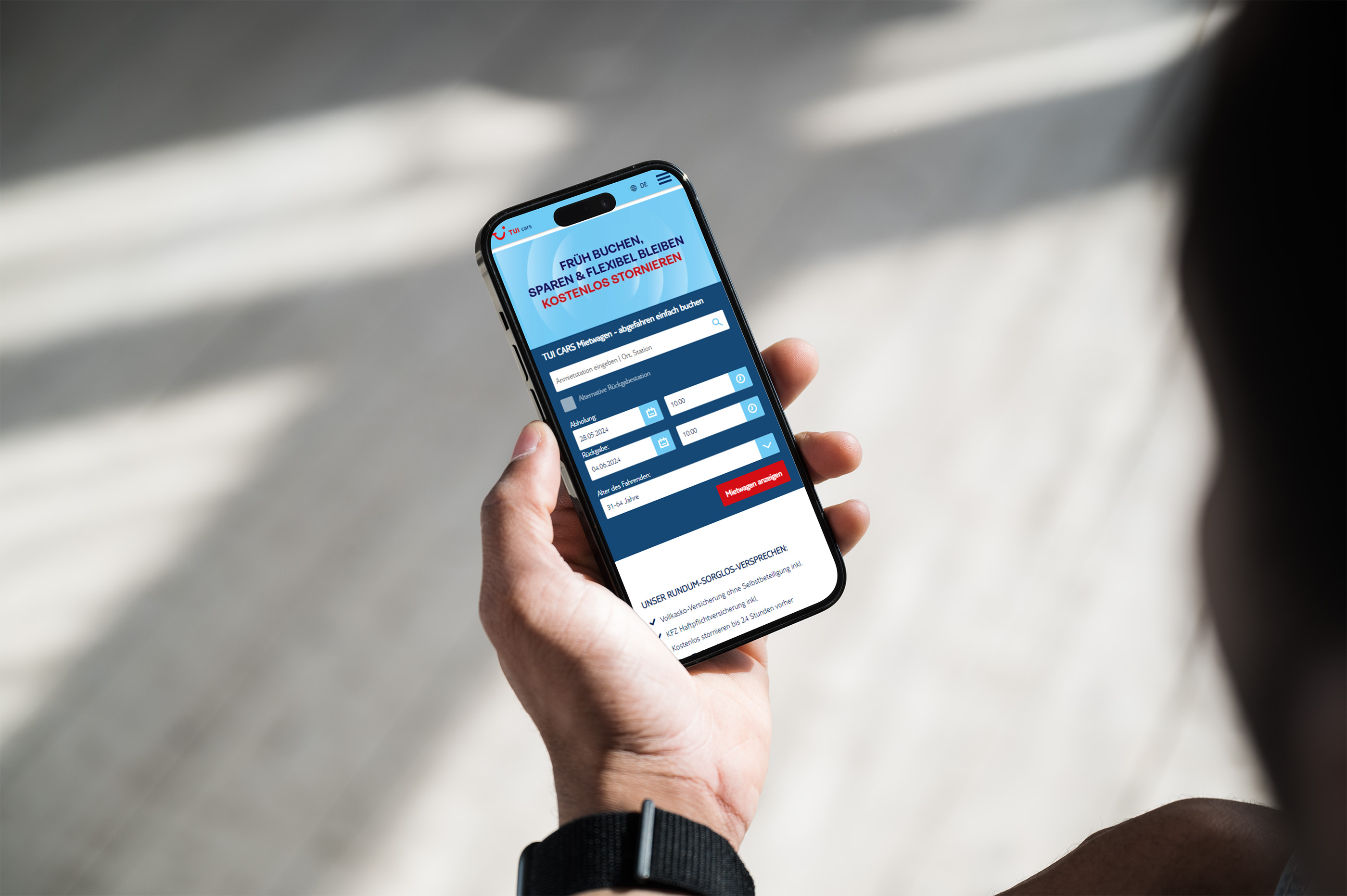 Beispielhafte Ansicht Startseite TU Cars