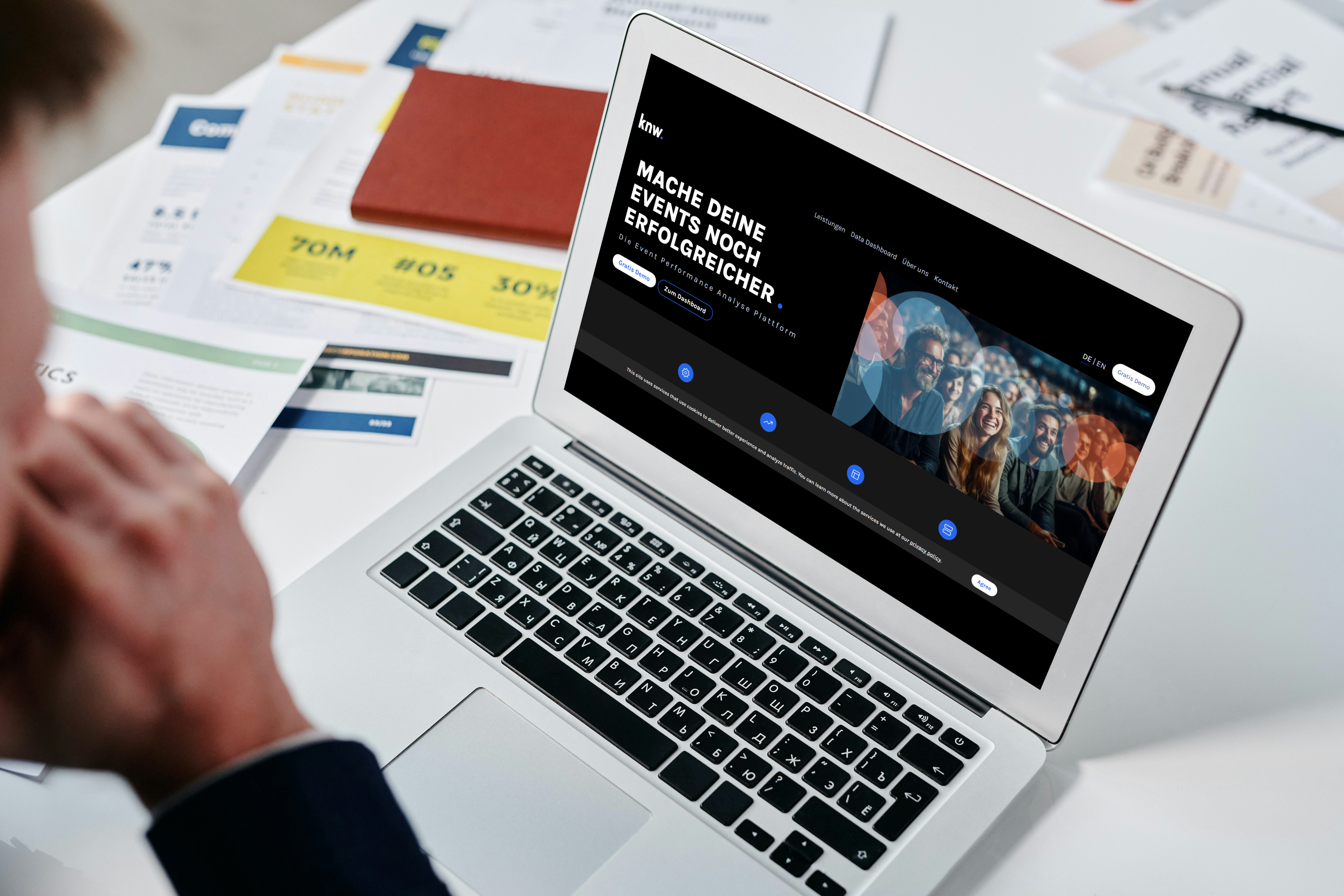 Mockupansicht Website KNW Besuchersteuerung bei Events auf Desktop