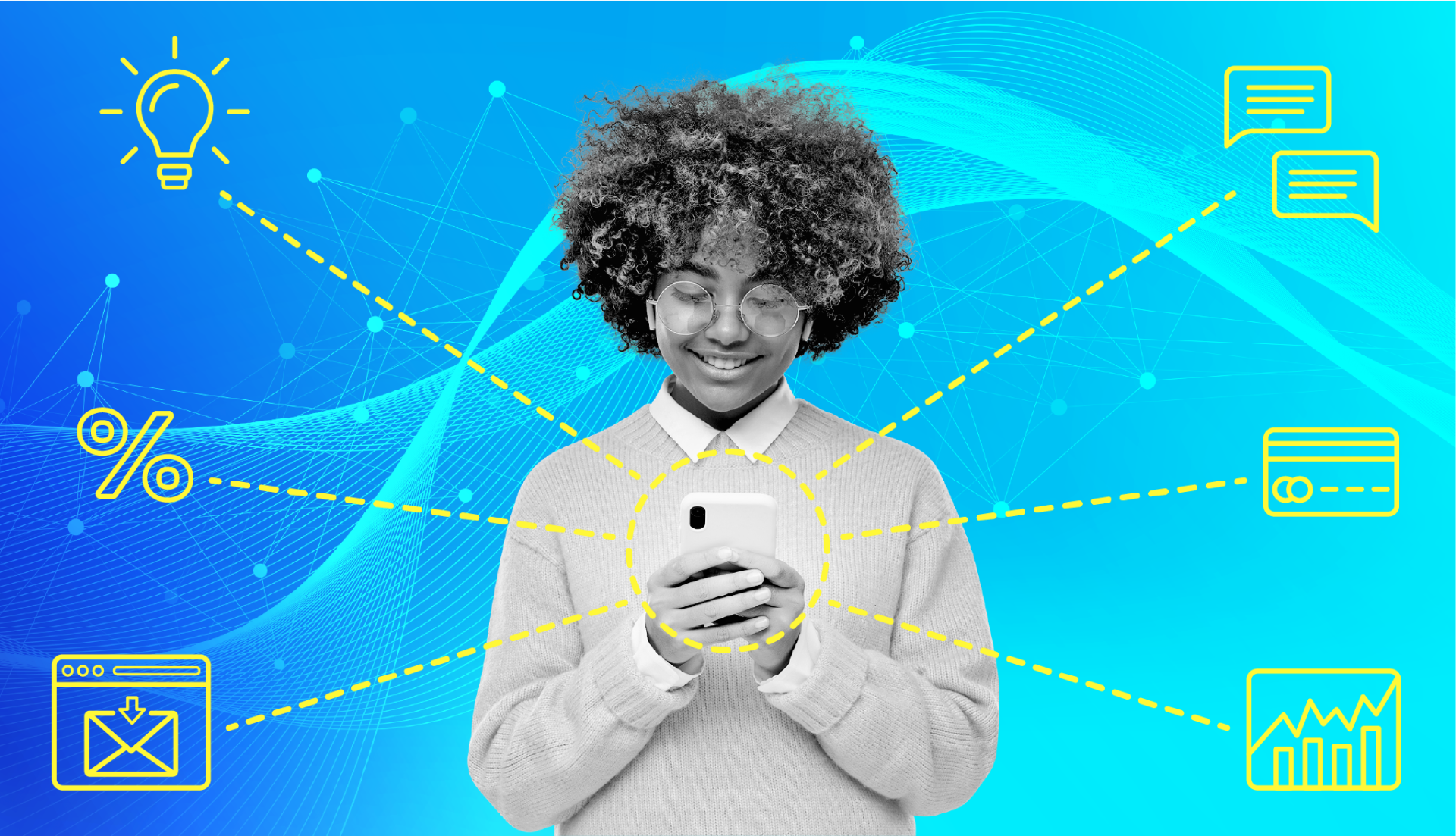 Frau nutzt am Handy KI Tools