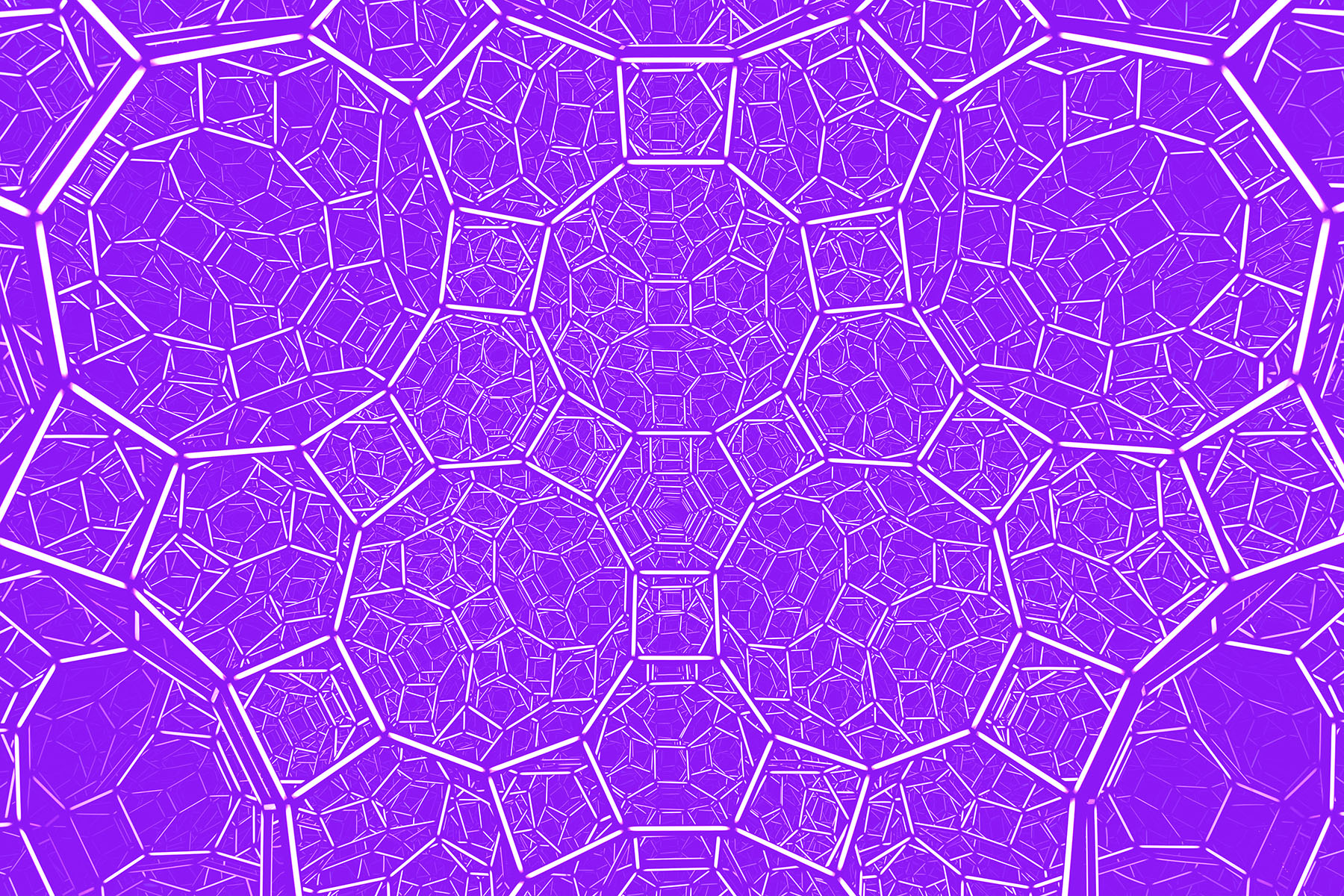 Abstraktes, symmetrisches Linienmuster in Violett mit polygonaler Struktur