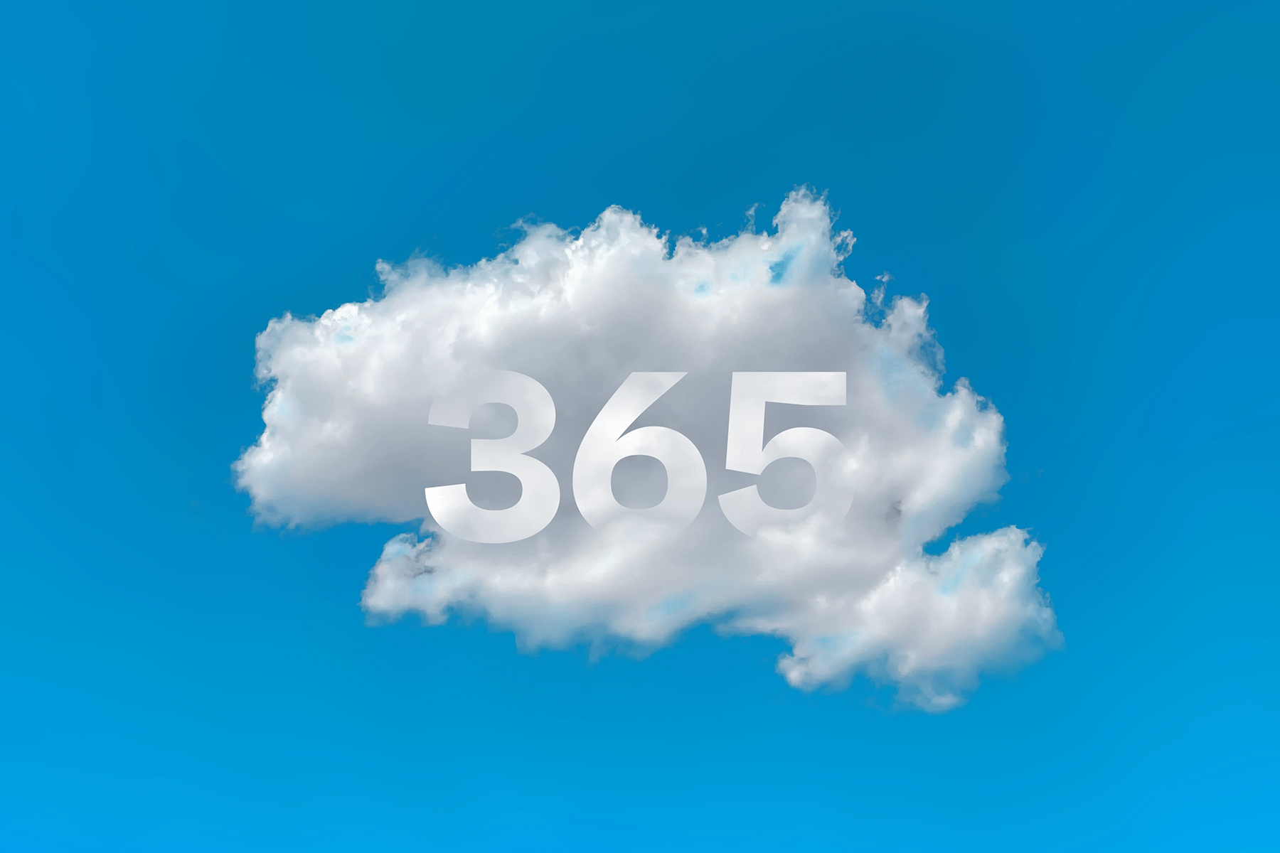 Wolke mit der Ziffer 365 in der Mitte auf blauem Himmel