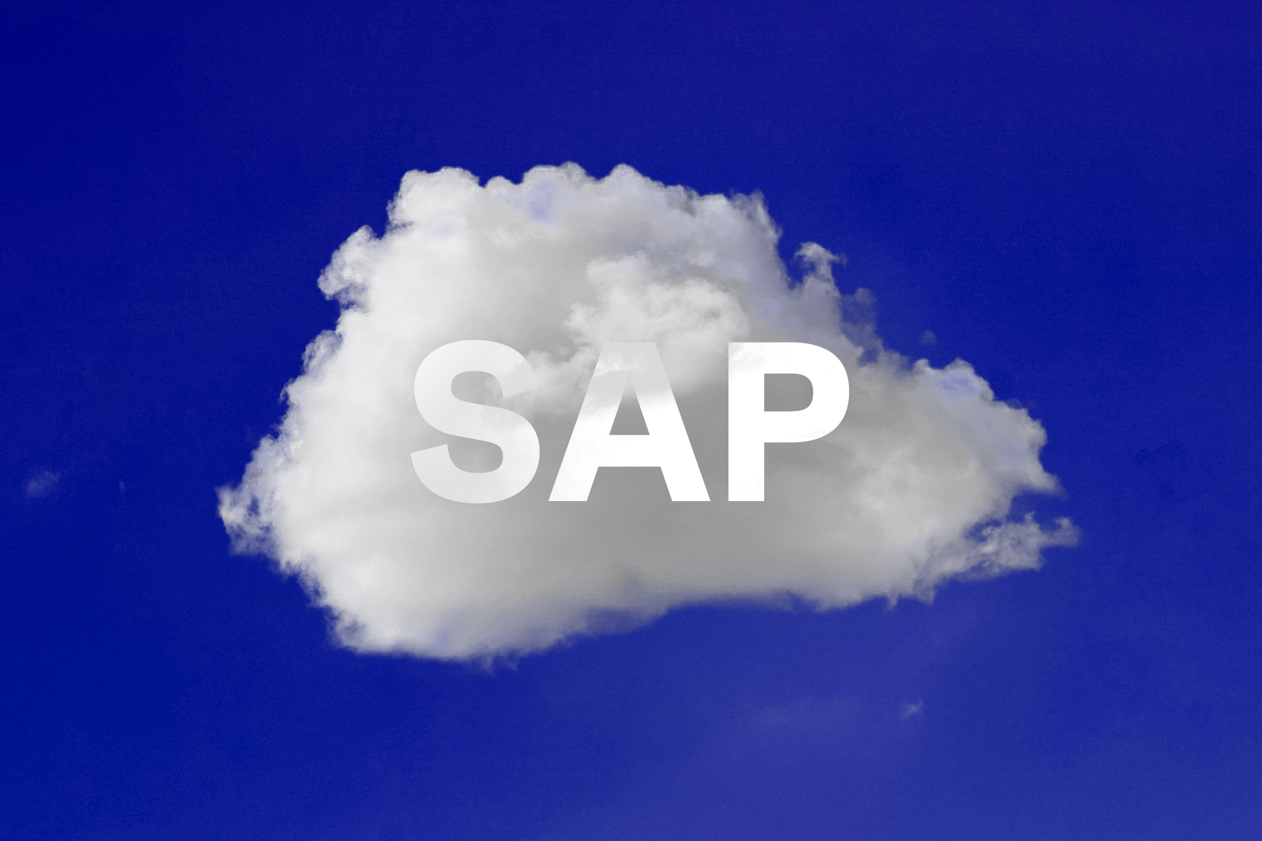 Wolke mit Schriftzug SAP auf blauen Himmel