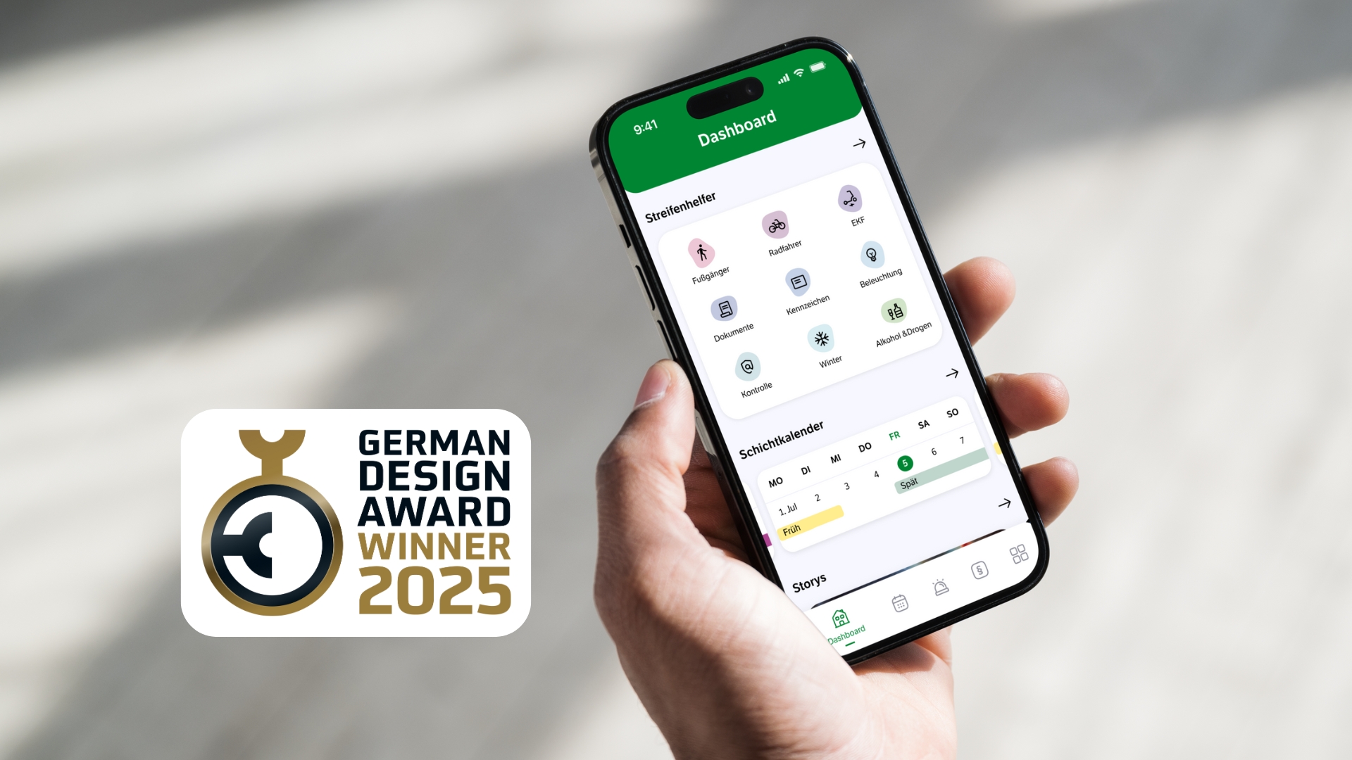 Team neusta gewinnt den German Design Award 2025 mit der App der Gewerkschaft der Polizei
