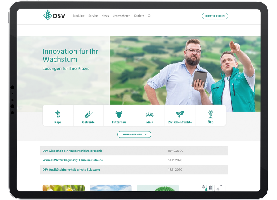 Tablet Display mit DSV Homepage