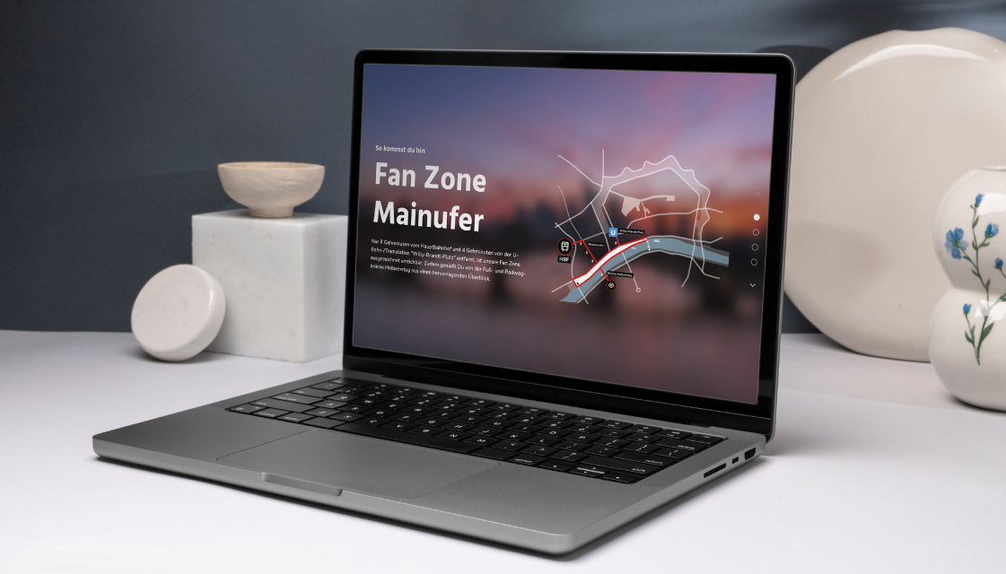 Beispielhaftes Laptop-Mockup für Frankfurt Tourismus Projekt