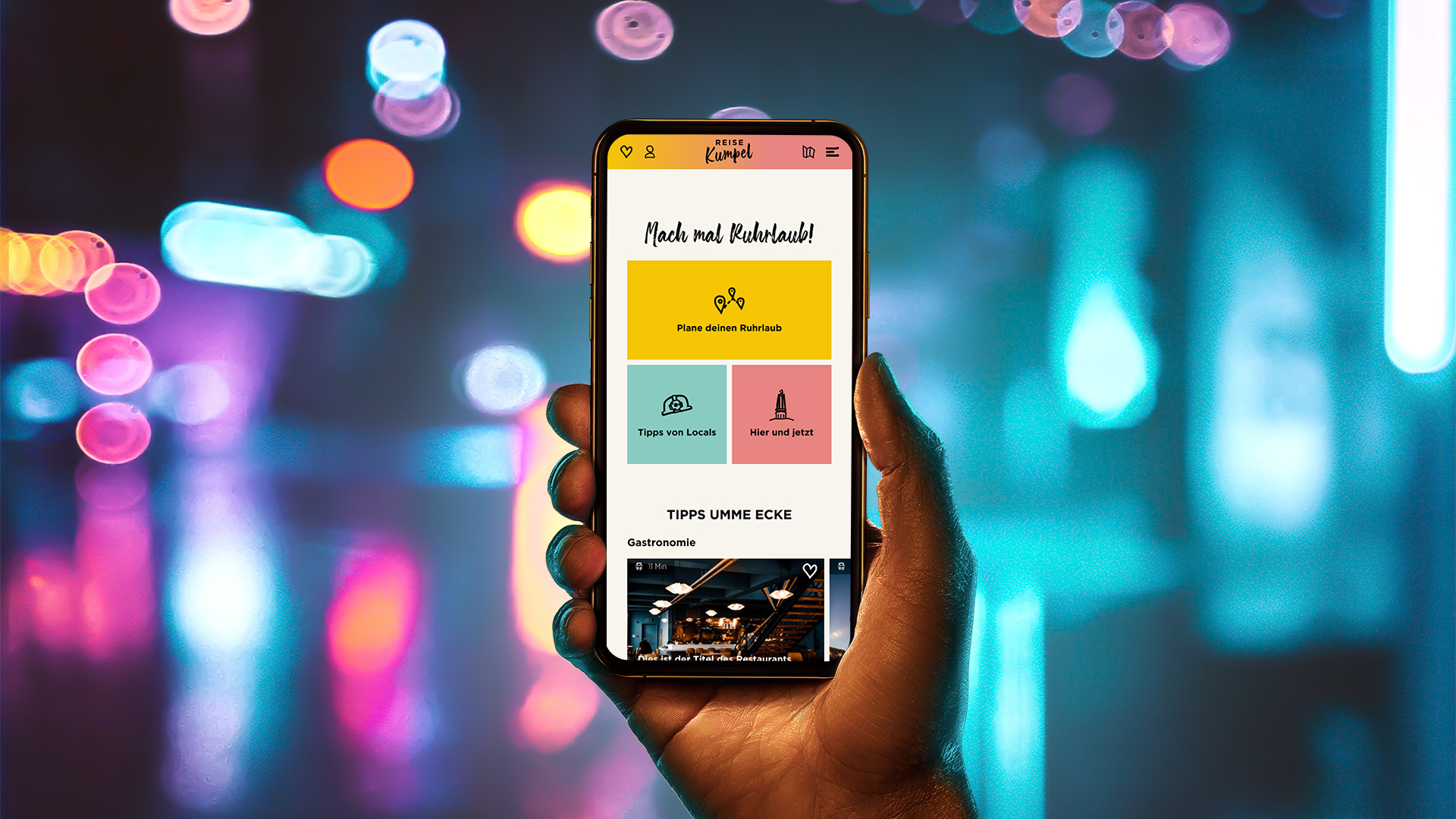 Beispielhafte Ansicht Website Reisekumpel Ruhr Tourismus
