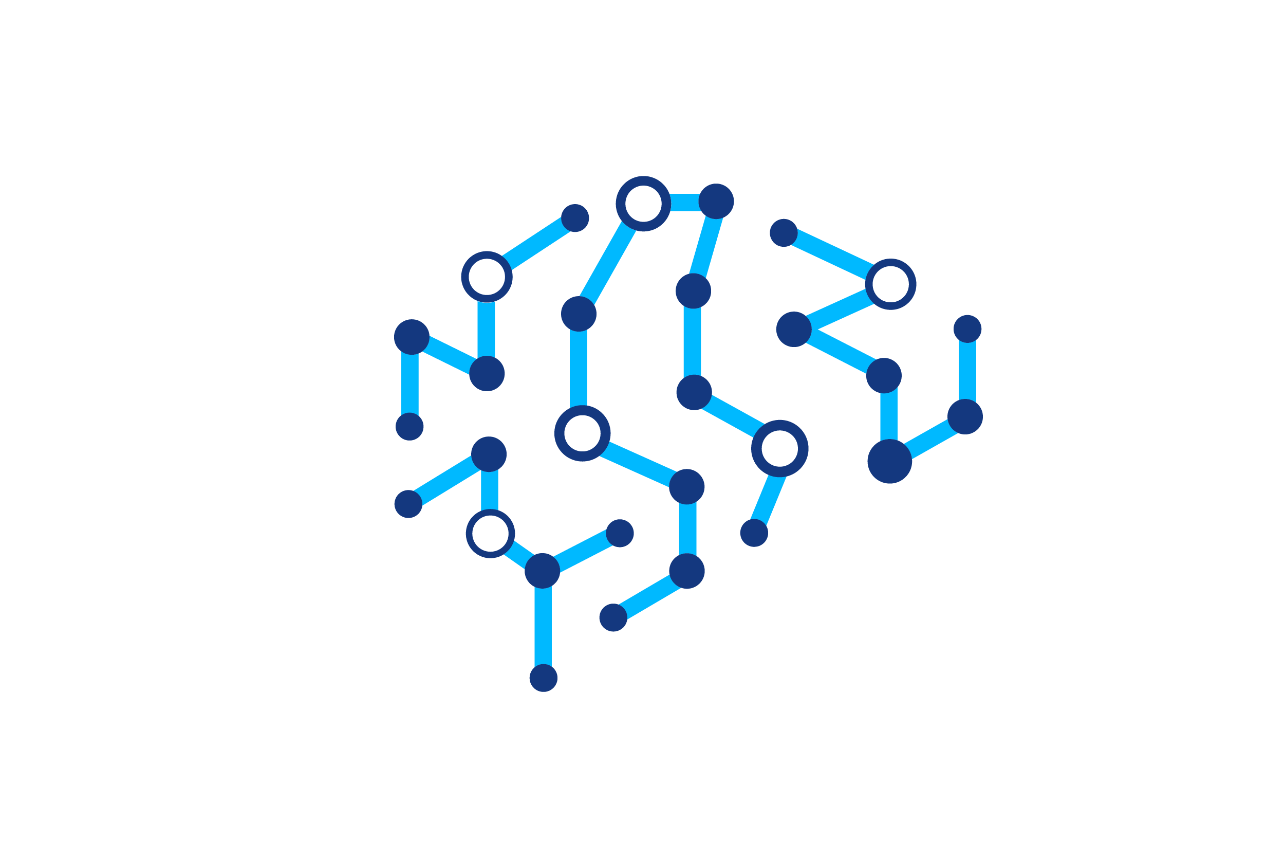 Icon für SAP Basis in Form eines Netzwerkes in blau